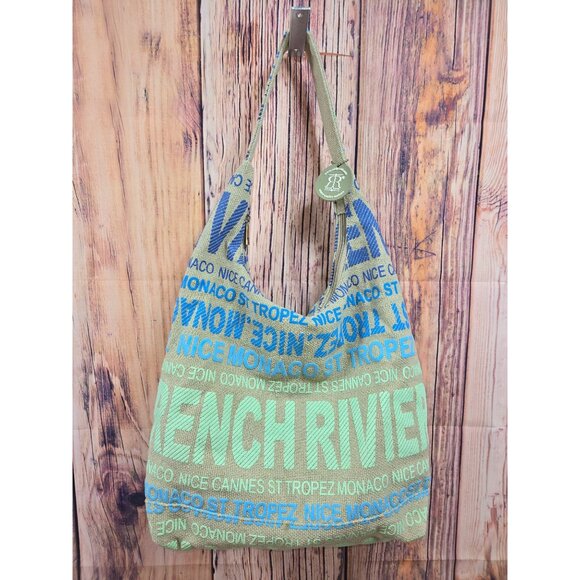 Robin Ruth French Riviera Blue & Green Tote Bag - Picture 1 of 5